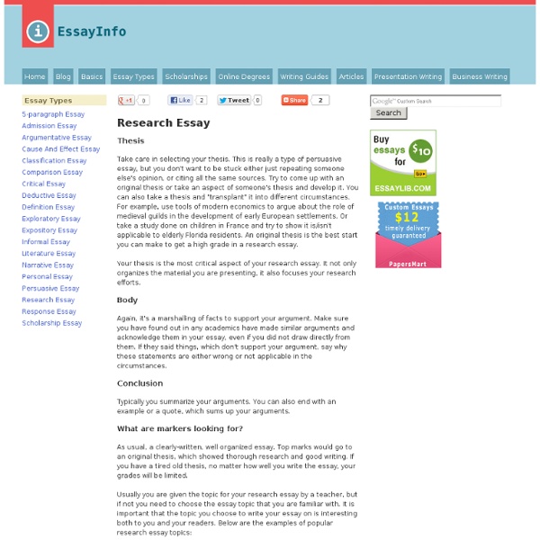 Exploratory Essay Thesis